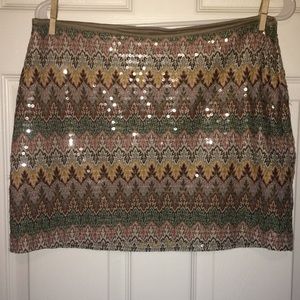 Express M printed and sequin mini skirt